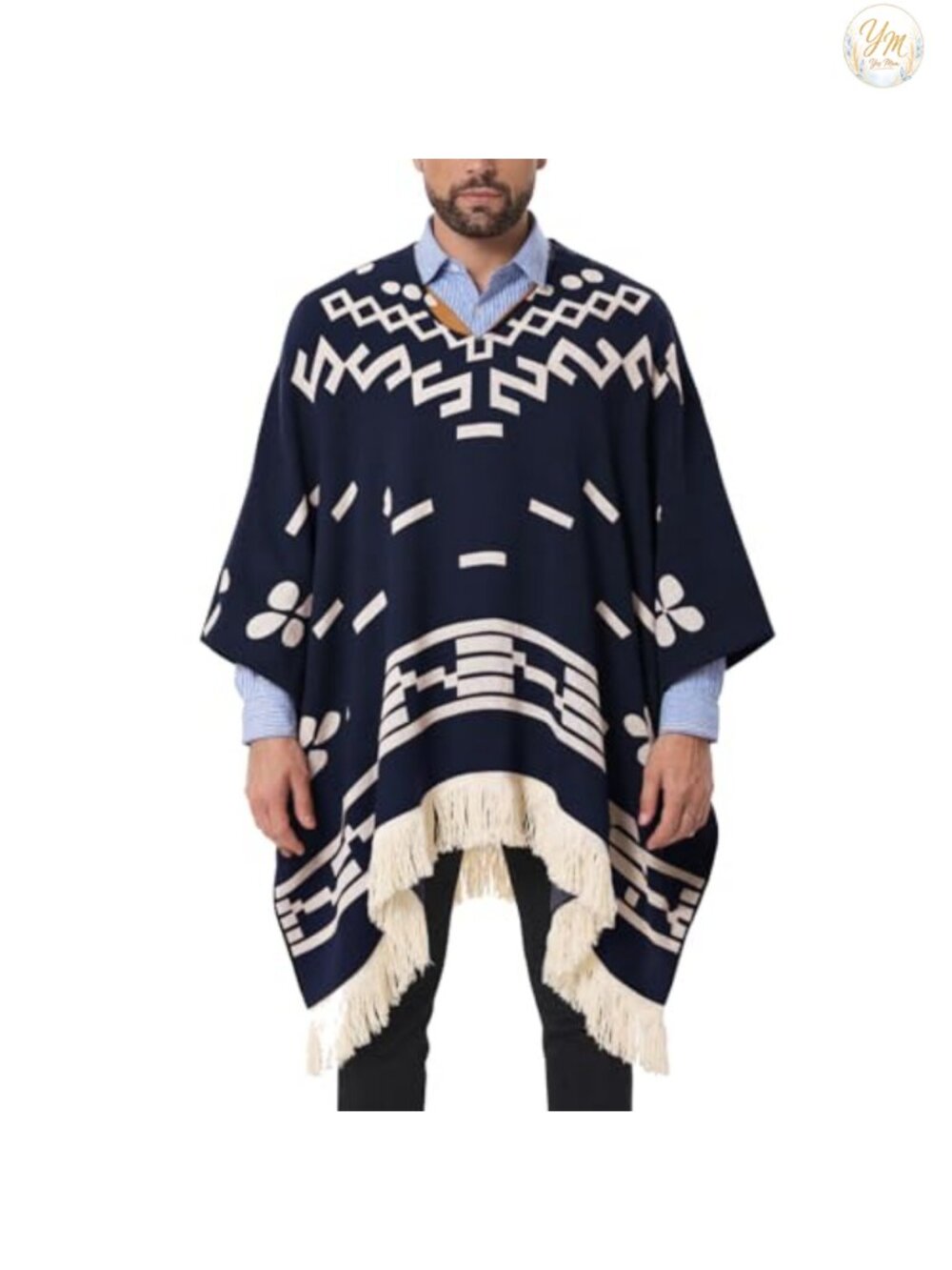 Western Cowboy Poncho Wool Blend Fringe Halloween Costume Warm